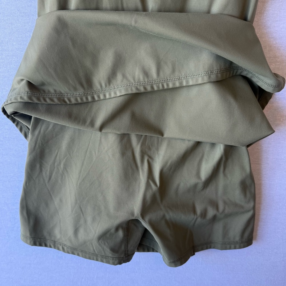 Quality Olive Green Dress with built in bra and shorts with pockets - Picture 4 of 8